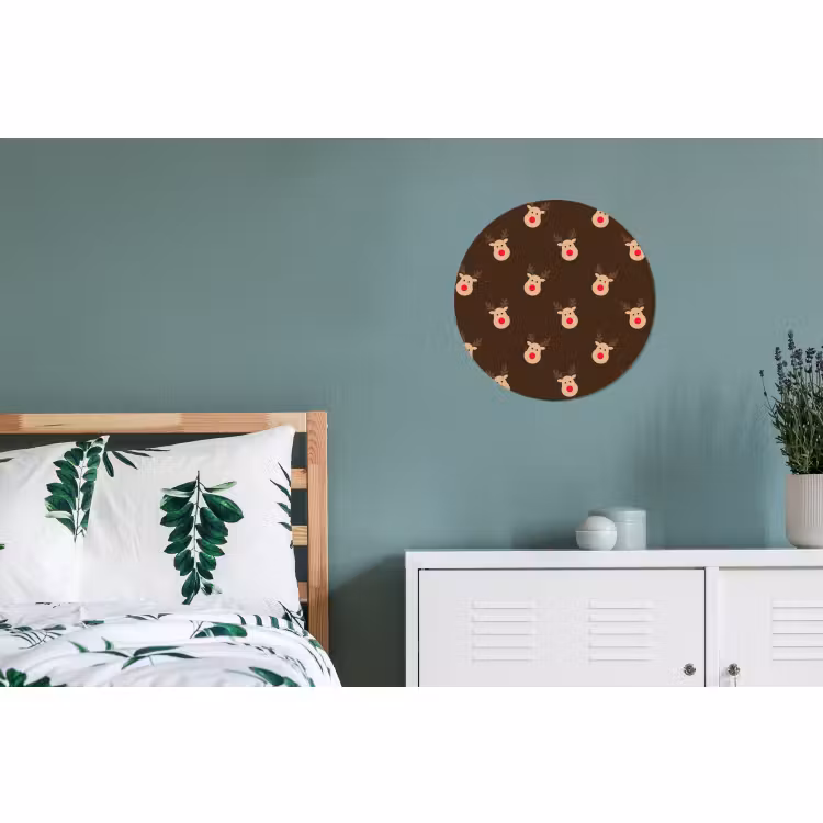 Alu-Dibond-Bild Rund - Rentiere – Weihnachten – Braun — 5
