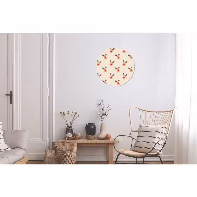 Alu-Dibond-Bild Rund - Rentiere – Weihnachten – Creme — 2