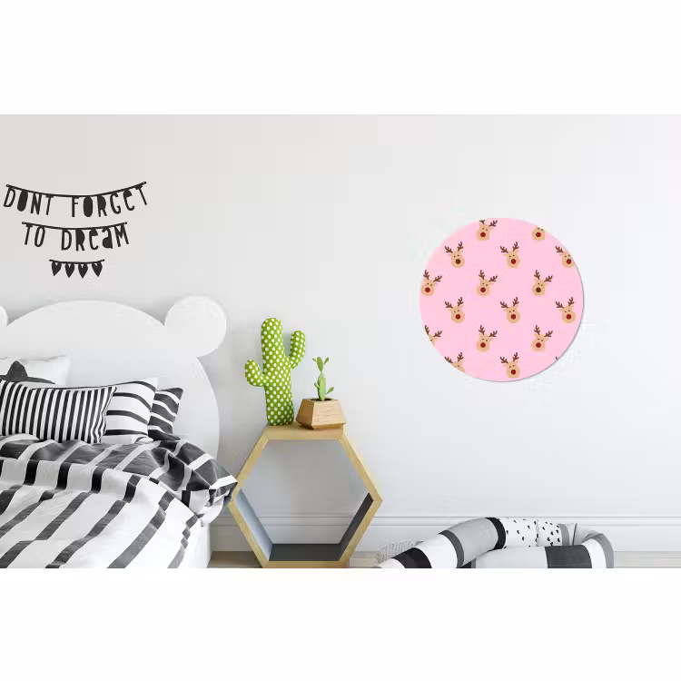 Alu-Dibond-Bild Rund - Rentiere – Weihnachten – Rosa — 4