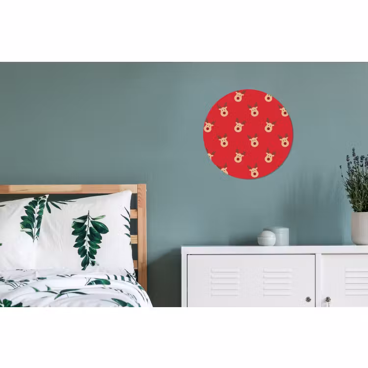 Alu-Dibond-Bild Rund - Rentiere – Weihnachten – Rot — 5