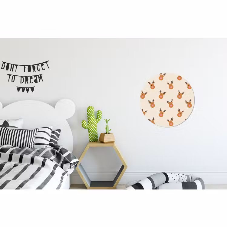 Alu-Dibond-Bild Rund - Rentiere – Weihnachten – Creme – Rosa — 4