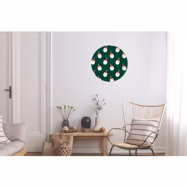 Alu-Dibond-Bild Rund - Weihnachtsmann – Weihnachten – Grün — 2