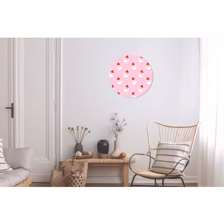 Alu-Dibond-Bild Rund - Weihnachtsmann – Weihnachten – Rosa — 2