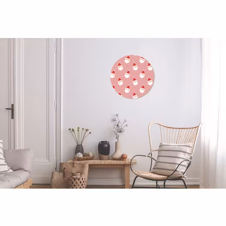 Alu-Dibond-Bild Rund - Weihnachten – Weihnachtsmann – Rosa — 2