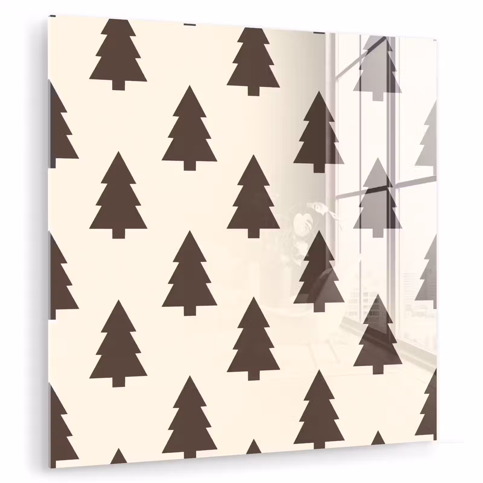 Glasbild - Weihnachtsbaum – Creme – Grau — 1