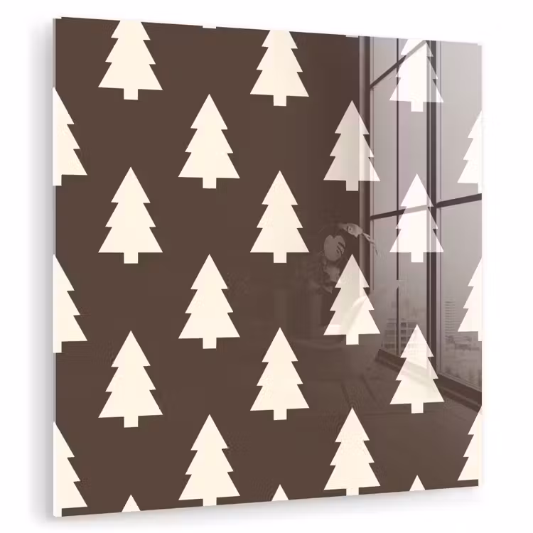 Glasbild - Weihnachtsbaum – Grau – Cremefarben — 1