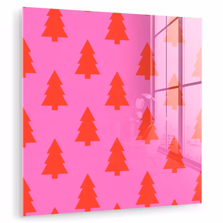 Glasbild - Weihnachtsbaum – Rot – Neon — 1