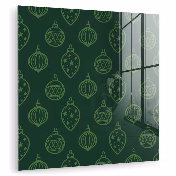 Glasbild - Weihnachtskugel – Grün – Weihnachten — 1