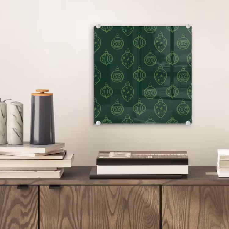 Glasbild - Weihnachtskugel – Grün – Weihnachten — 2