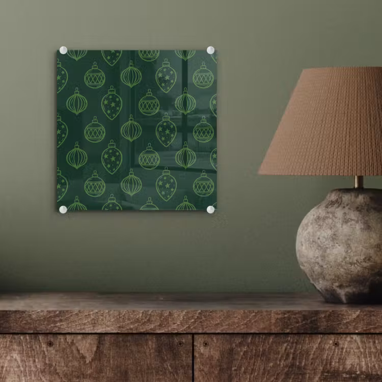 Glasbild - Weihnachtskugel – Grün – Weihnachten — 4