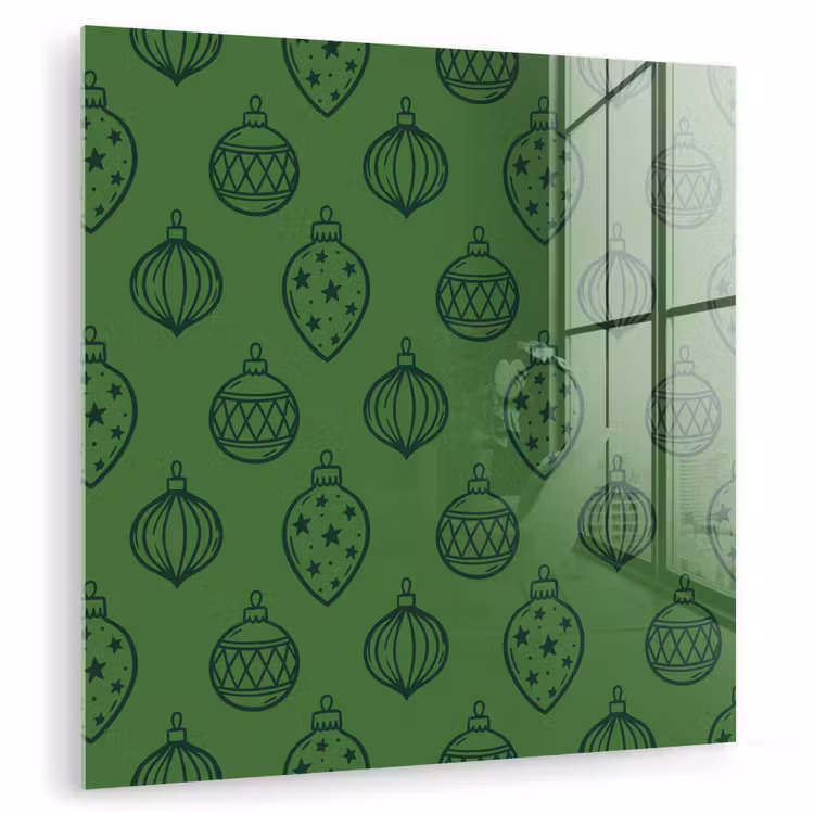 Glasbild - Weihnachtskugel – Weihnachten – Grün — 1