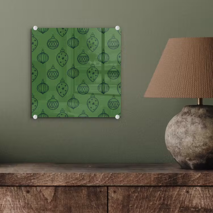 Glasbild - Weihnachtskugel – Weihnachten – Grün — 4