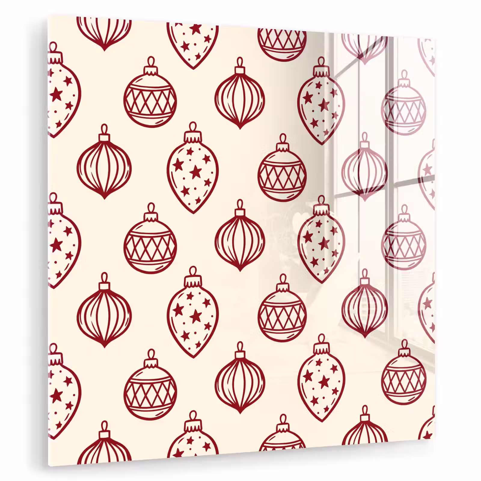 Glasbild - Weihnachtskugel – Rot – Weihnachten — 1