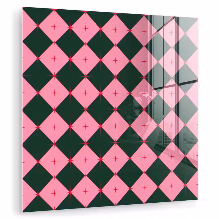 Glasbild - Stern – Rosa – Grün – Weihnachten — 1