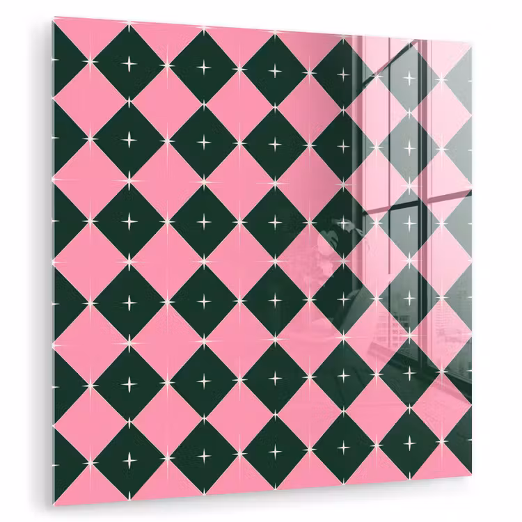 Glasbild - Weihnachten – Rosa – Grün – Stern — 1