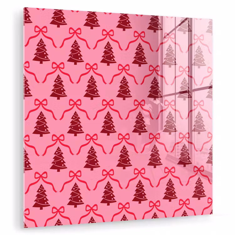Glasbild - Weihnachten – Rot – Rosa – Schleife — 1