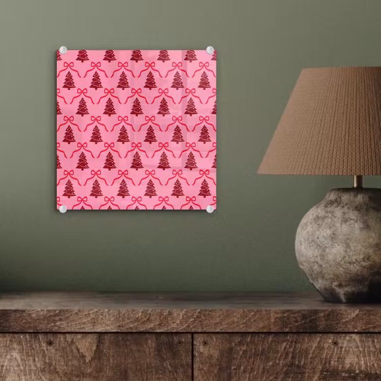 Glasbild - Weihnachten – Rot – Rosa – Schleife — 4
