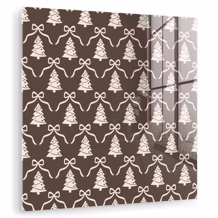 Glasbild - Schleife – Taupe – Weiß – Weihnachten — 1