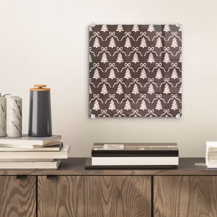 Glasbild - Schleife – Taupe – Weiß – Weihnachten — 2