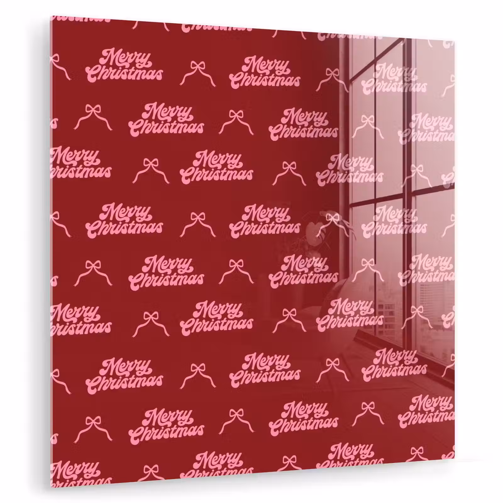 Glasbild - Text – Rot – Rosa – Schleife — 1