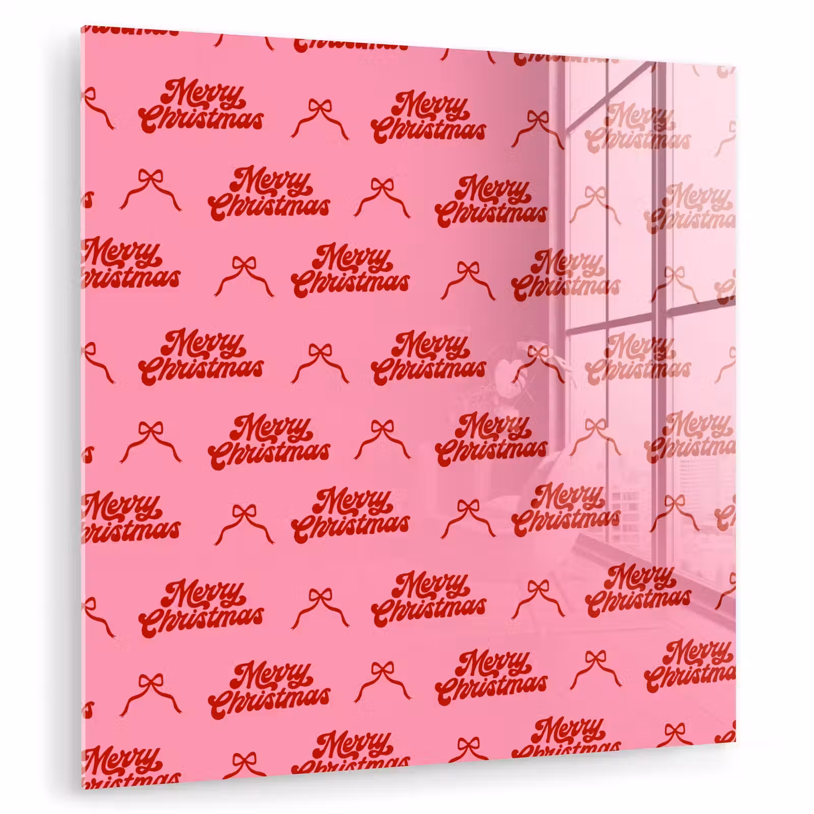 Glasbild - Text – Schleife – Rot – Rosa — 1