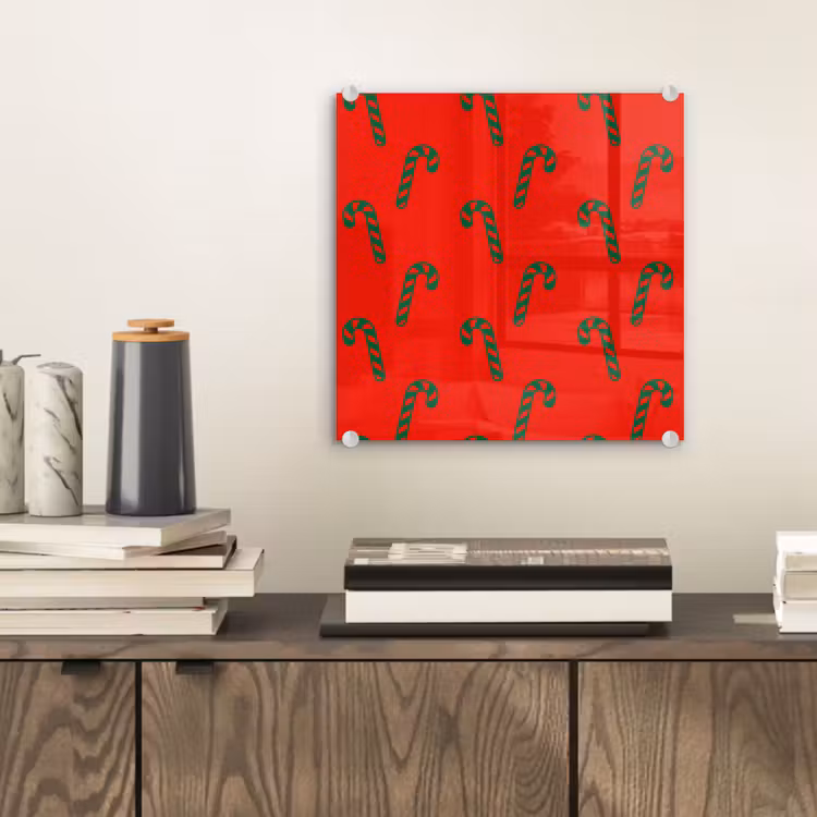 Glasbild - Weihnachten – Rot – Grün – Zuckerstange — 2