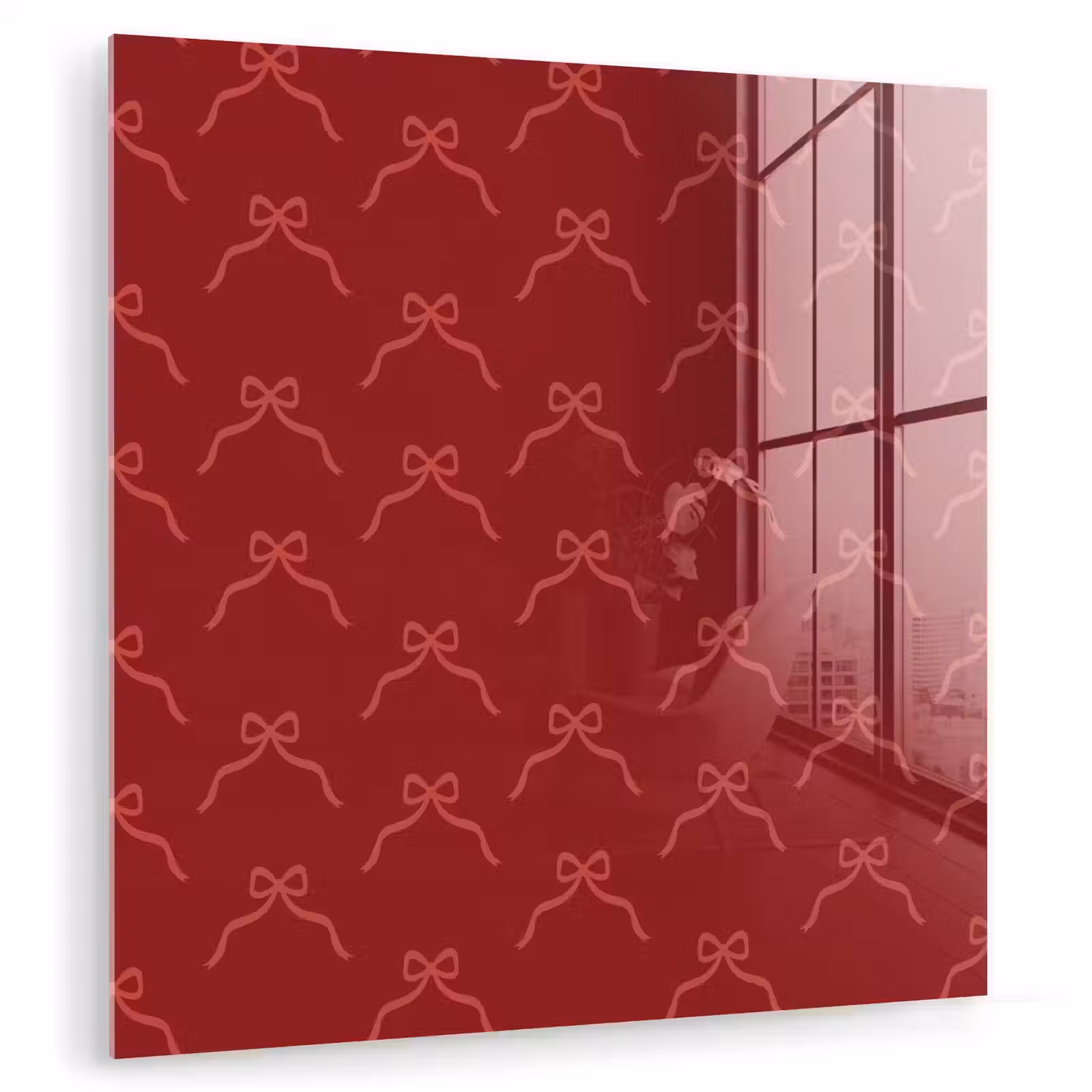 Glasbild - Schleife – Rosa – Rot – Weihnachten — 1