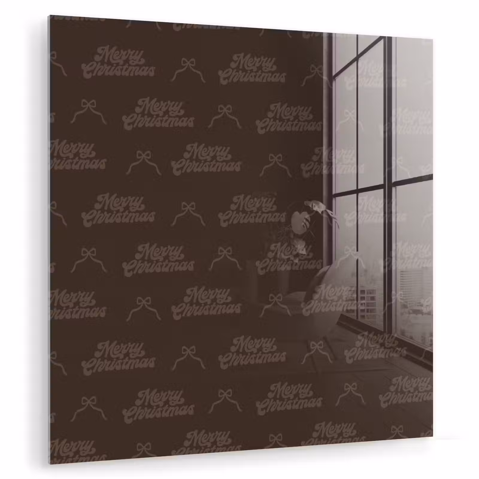 Glasbild - Text – Braun – Schleife — 1