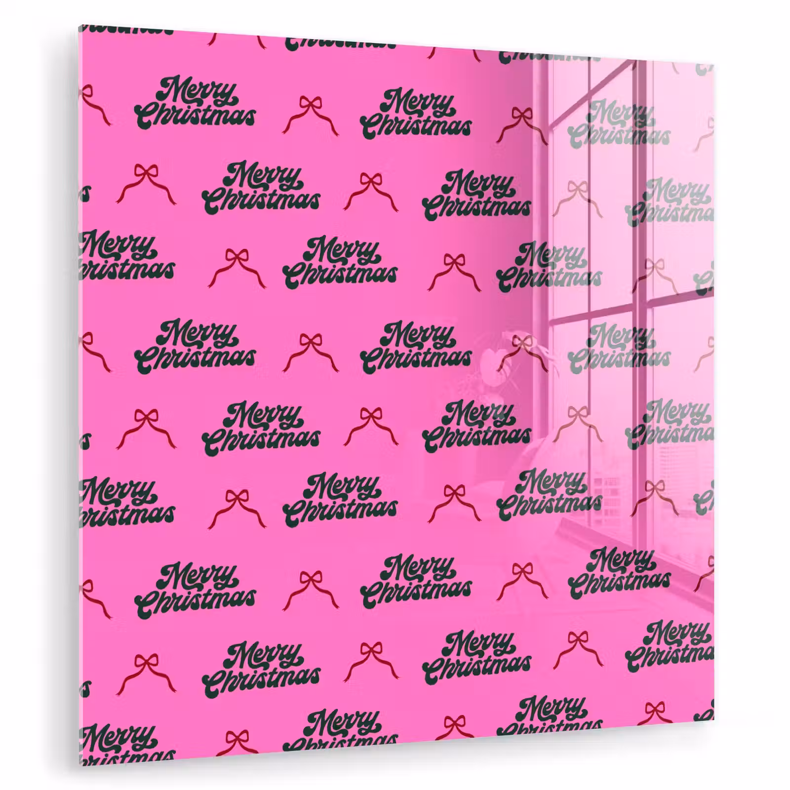 Glasbild - Text – Neon – Rosa – Weihnachten — 1