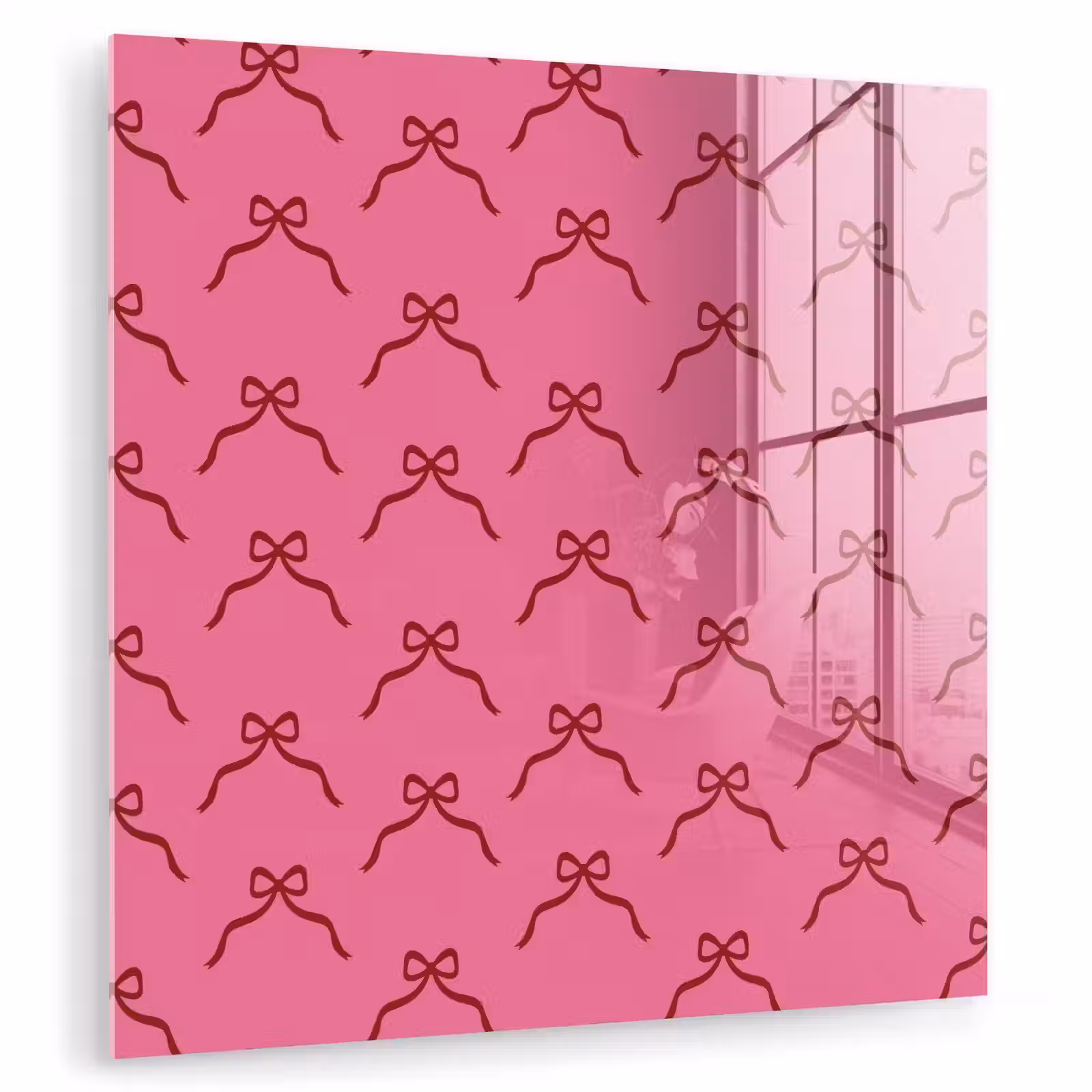 Glasbild - Schleife – Rot – Rosa – Weihnachten — 1