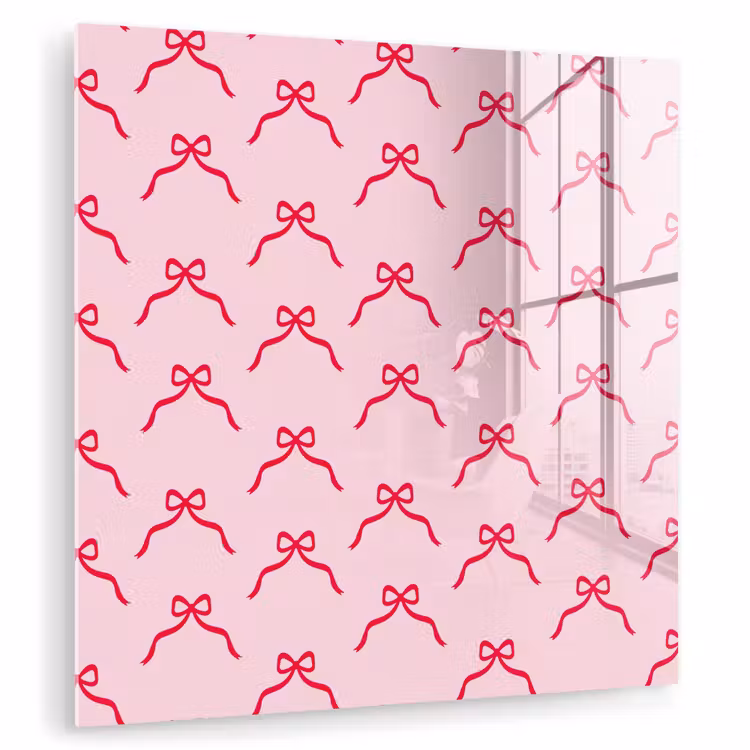 Glasbild - Schleife – Rot – Weihnachten – Rosa — 1