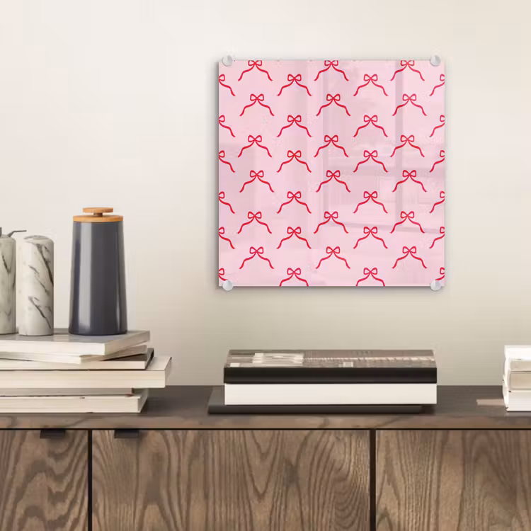Glasbild - Schleife – Rot – Weihnachten – Rosa — 2