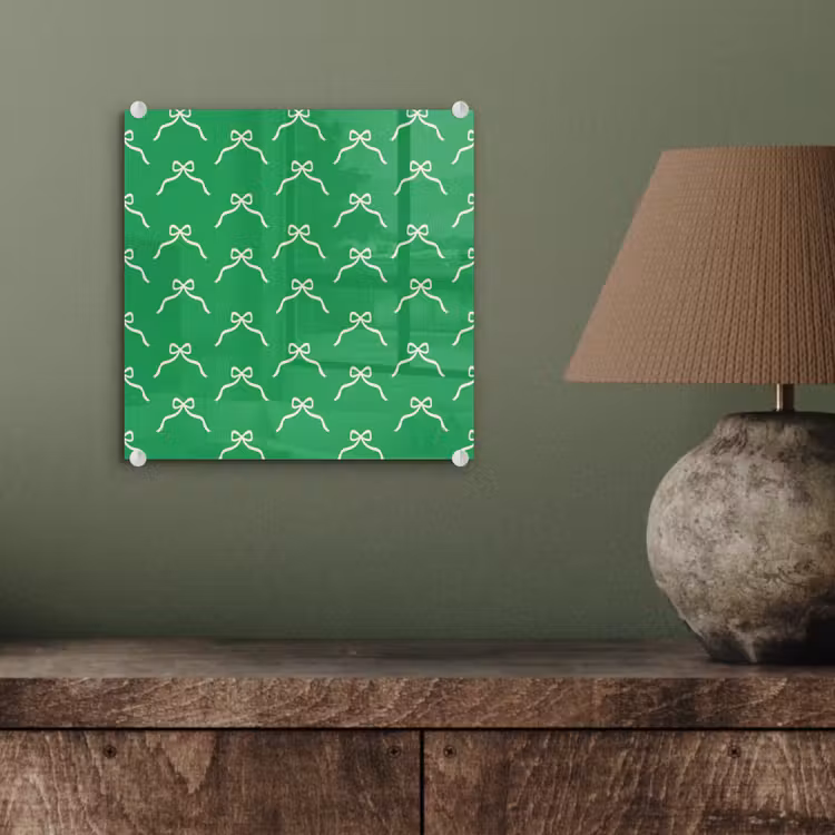 Glasbild - Schleife – Weihnachten – Grün – Weiß — 4