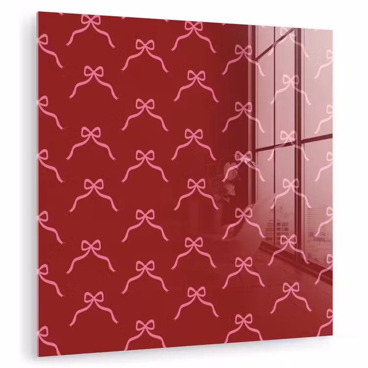 Glasbild - Schleife – Weihnachten – Rot – Rosa — 1