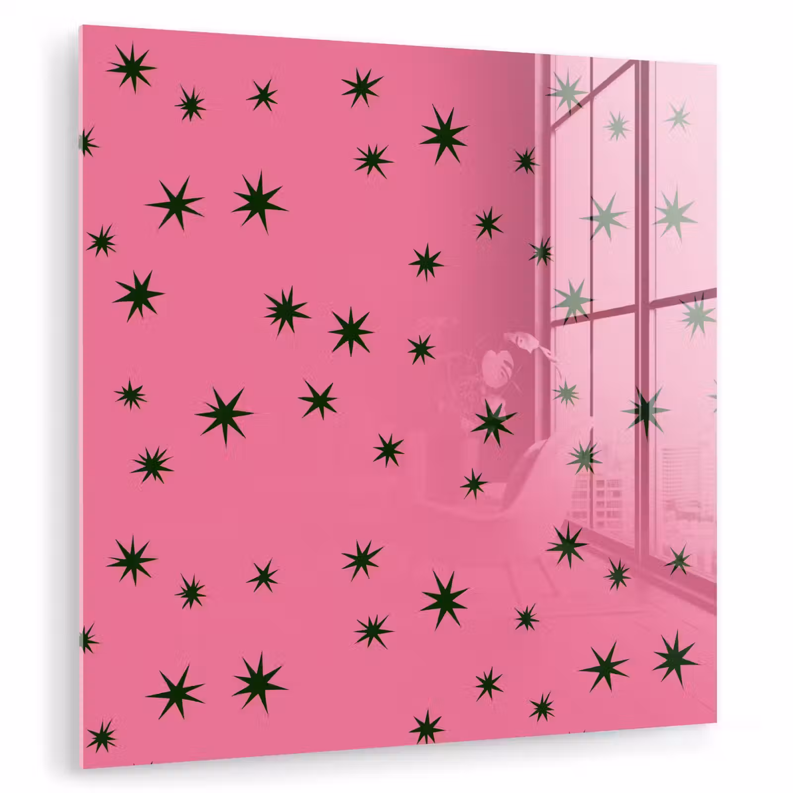 Glasbild - Stern – Grün – Rosa – Weihnachten — 1