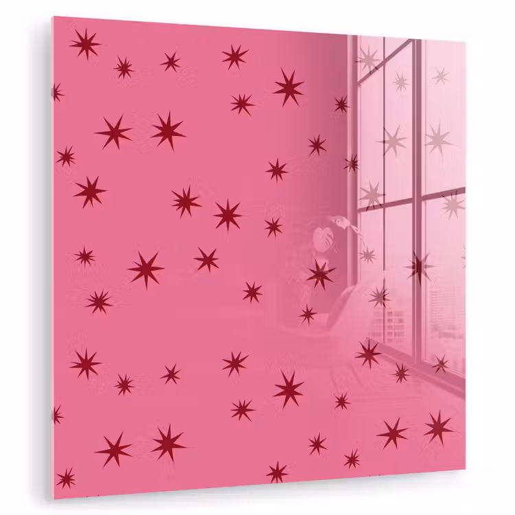 Glasbild - Weihnachten – Stern – Rot – Rosa — 1
