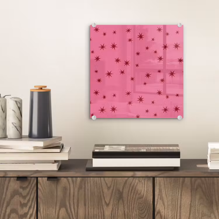 Glasbild - Weihnachten – Stern – Rot – Rosa — 2