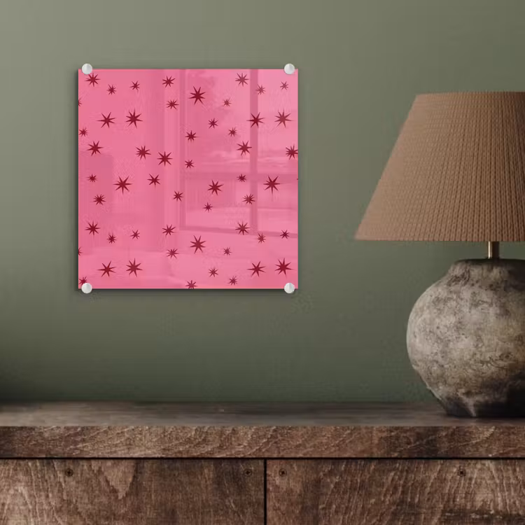 Glasbild - Weihnachten – Stern – Rot – Rosa — 4