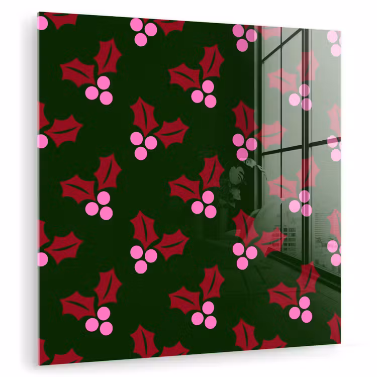 Glasbild - Neon – Stechpalme – Weihnachten — 1