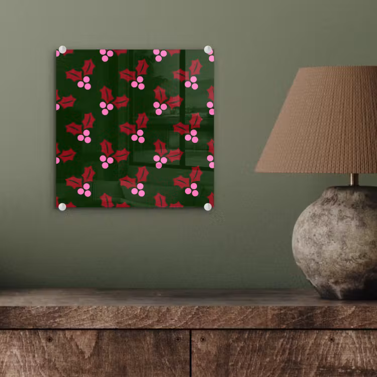 Glasbild - Neon – Stechpalme – Weihnachten — 4