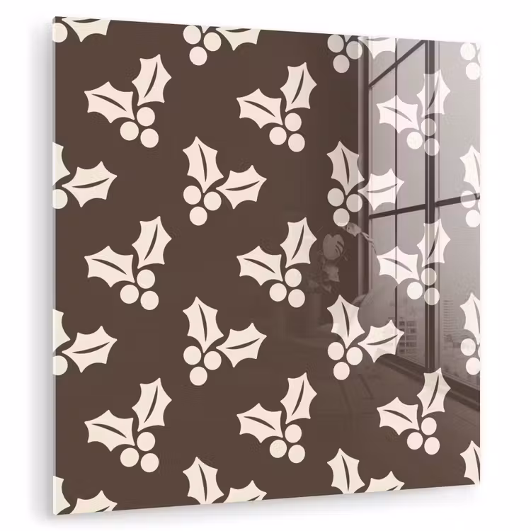 Glasbild - Stechpalme – Braun – Weihnachten — 1