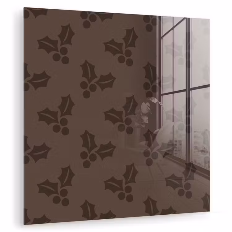 Glasbild - Stechpalme – Weihnachten – Braun — 1