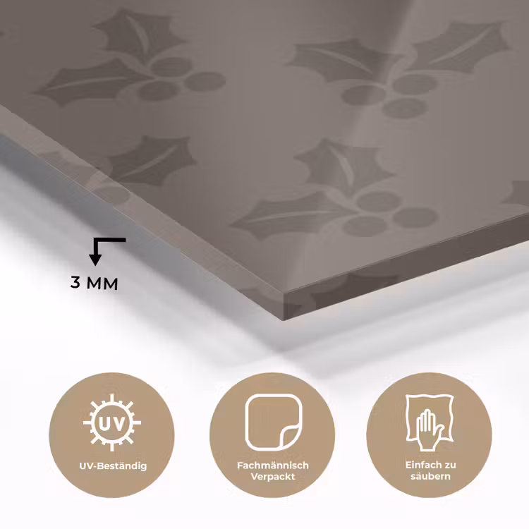 Glasbild - Stechpalme – Weihnachten – Braun — 3