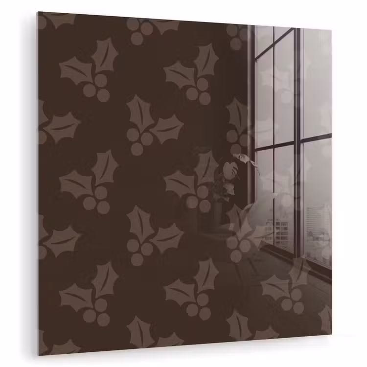 Glasbild - Weihnachten – Stechpalme – Braun — 1