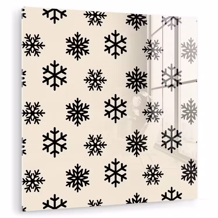 Glasbild - Schneeflocke – Creme – Weiß — 1