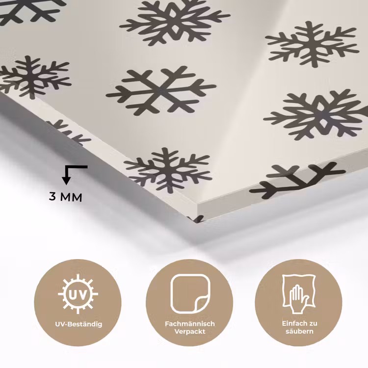 Glasbild - Schneeflocke – Creme – Weiß — 3