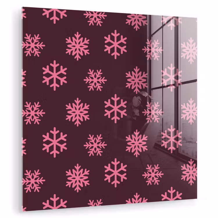 Glasbild - Schneeflocke – Rosa – Lila – Weihnachten — 1