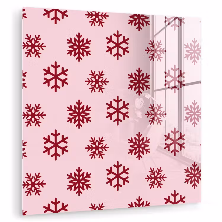 Glasbild - Schneeflocke – Rosa – Rot – Weihnachten — 1