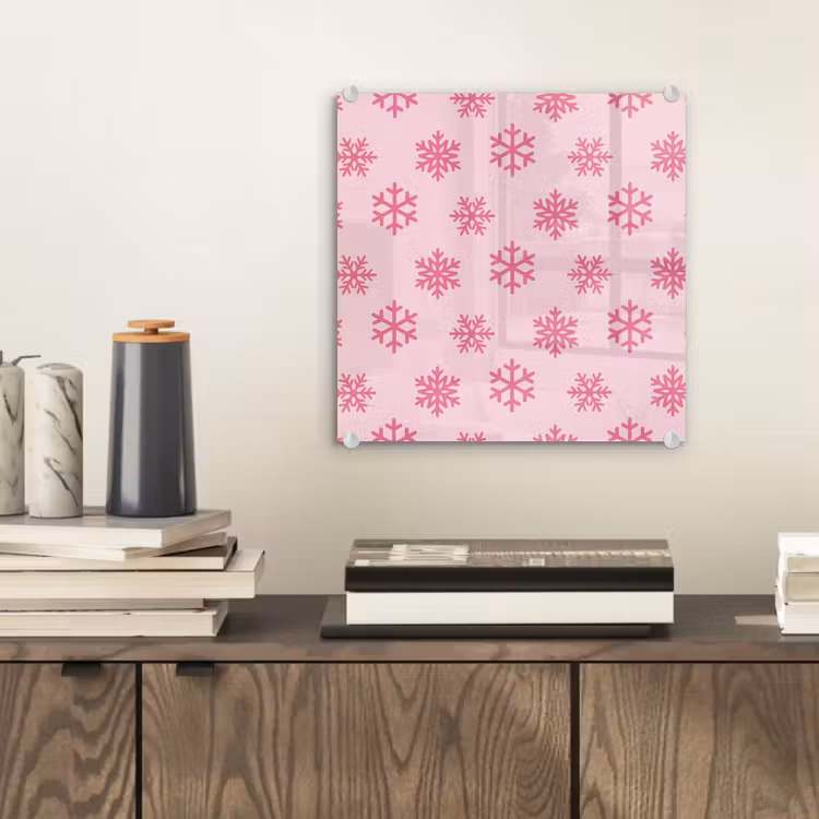 Glasbild - Schneeflocke – Rosa – Weihnachten — 2