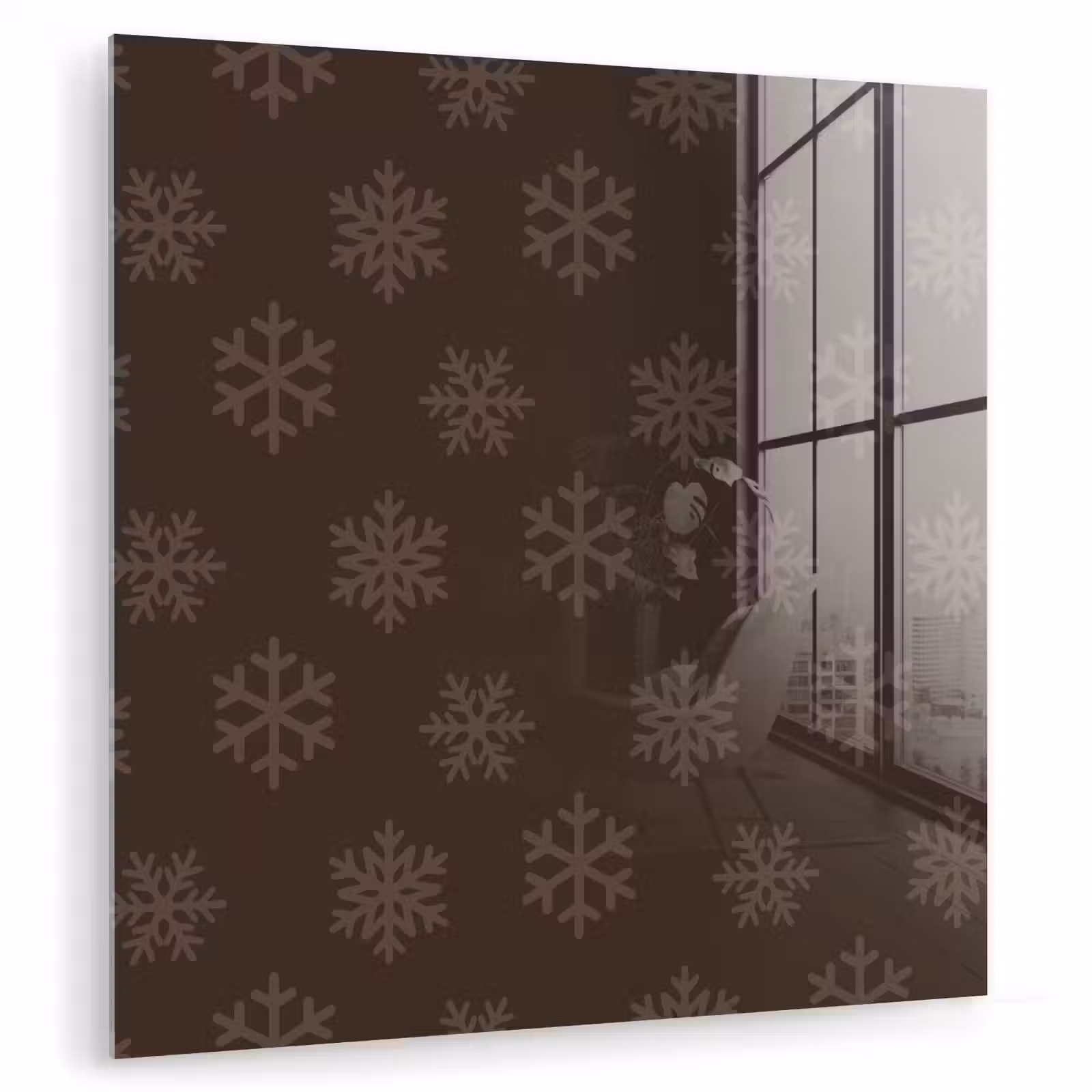 Glasbild - Schneeflocke – Braun – Weihnachten — 1